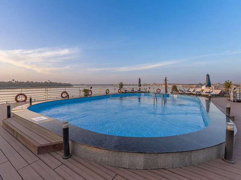 Sun deck of the Royal Signature Nile Cruise Nile cruise
